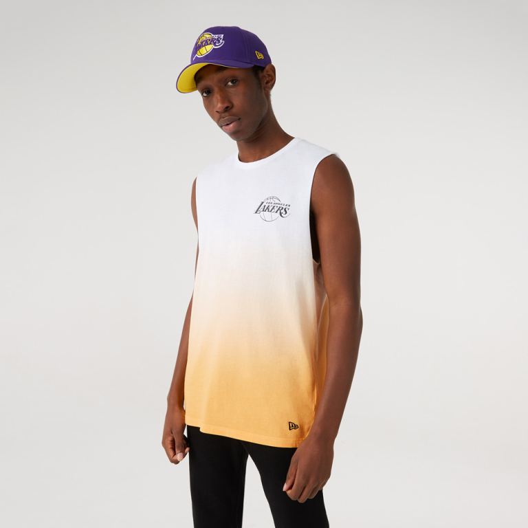 Ropa New Era Nba Amarillos - LA Lakers NBA Dip Dye Gold Tank Top 97041QVIF